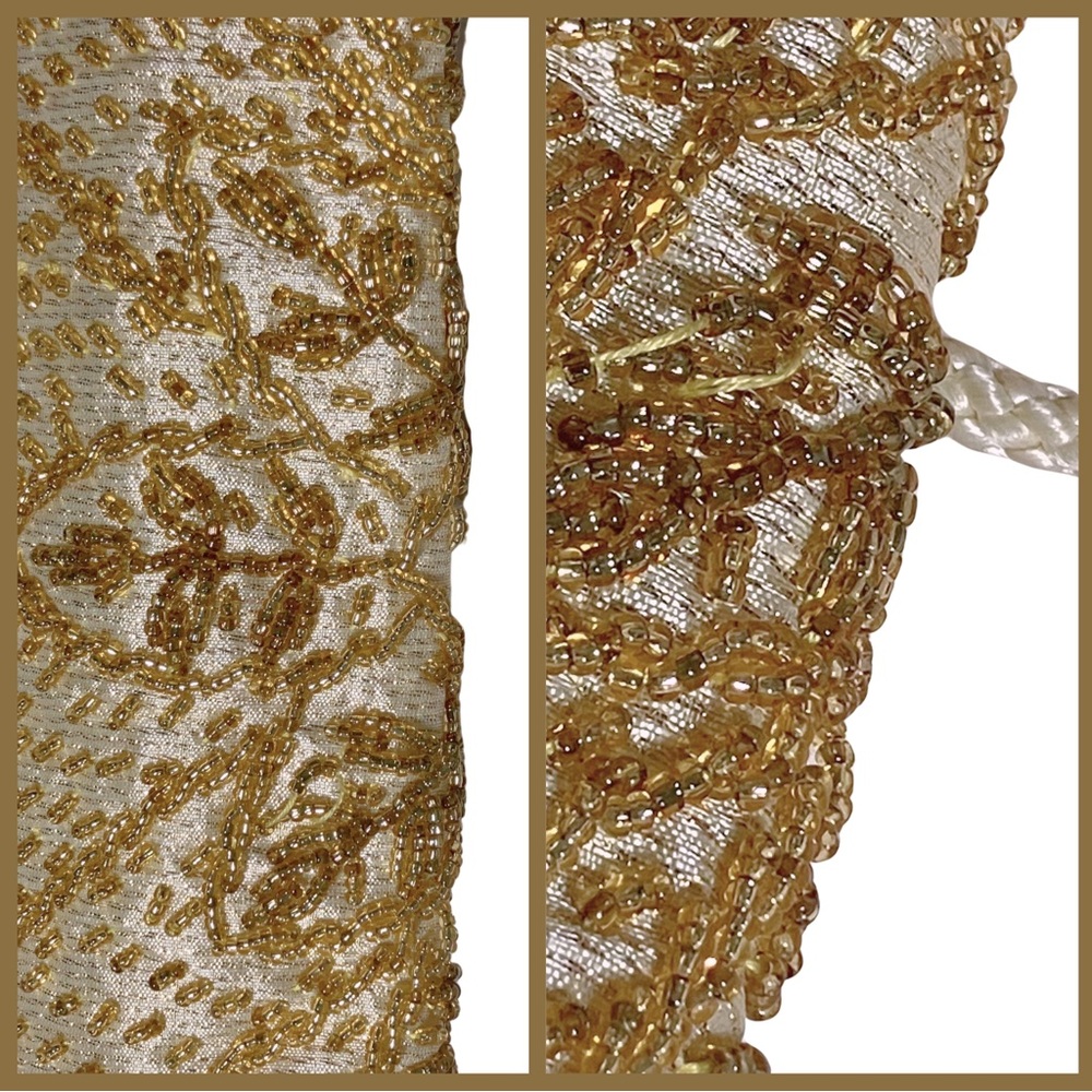 Vtg Formal Gold Beaded Art Deco Large Envelope Clutch Shoulder Strap Prom Bag - Picture 11 of 11